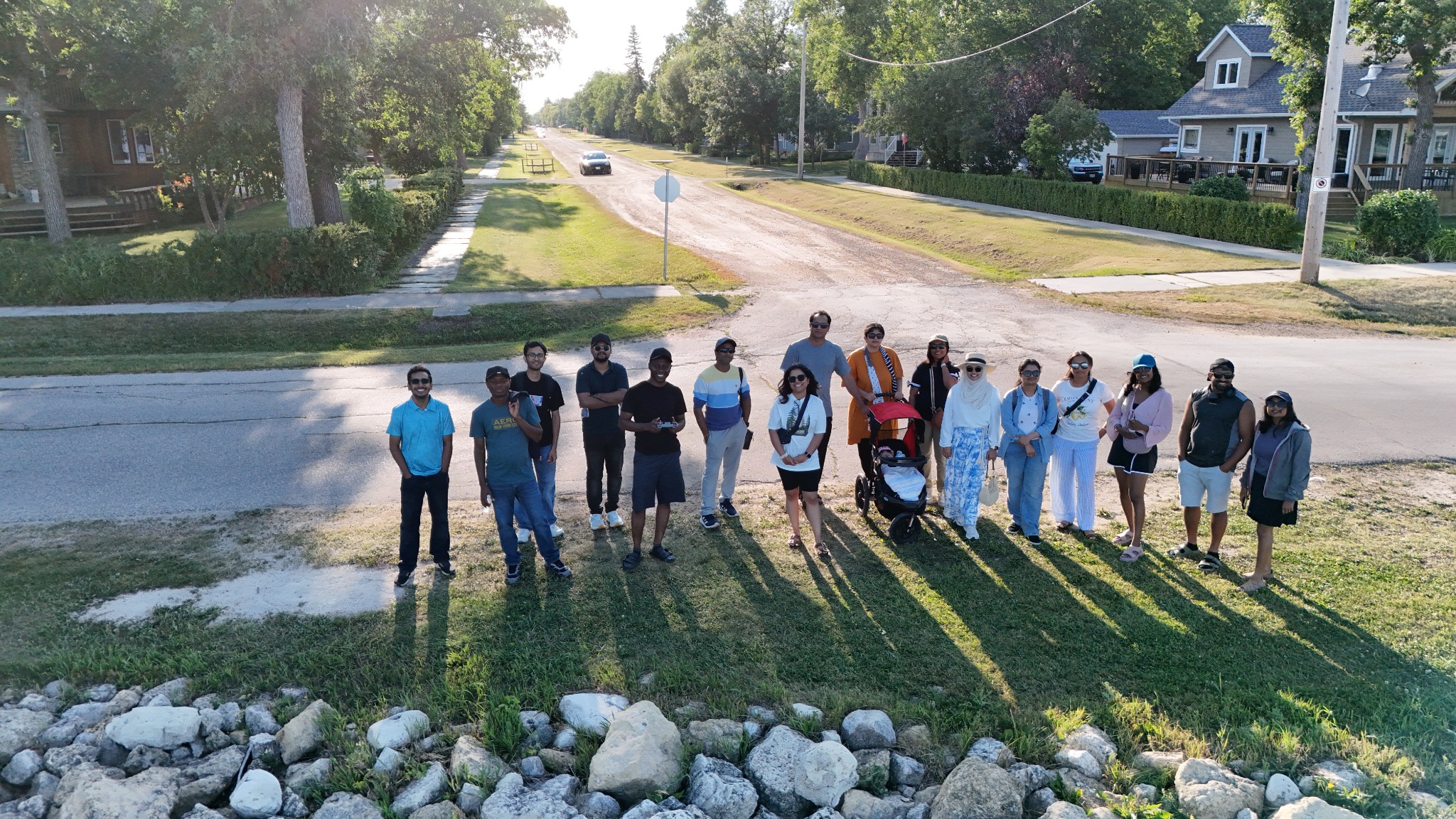 Research group photographed from a UAV